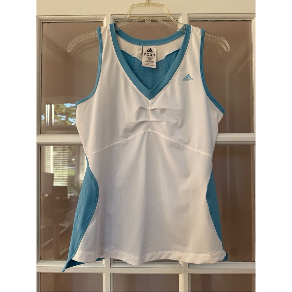 Adidas White & Blue Activewear Clima365 Tank Top